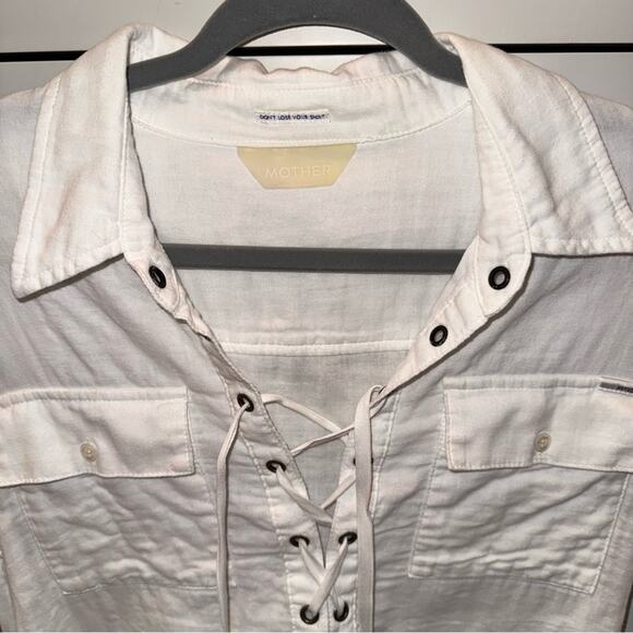 MOTHER  Lace Up Frenchie Frenchie Top Small White - Picture 7 of 10